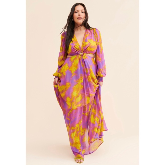 Delfi Selena Cut-Out Chiffon Maxi Dress Large - Picture 2 of 11